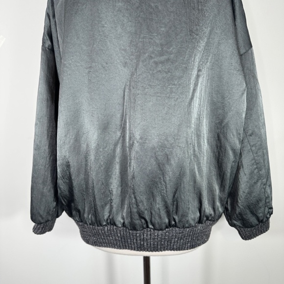 Vintage Esprit 1986 Gray Pink Lined Silky Nylon Bomber Jacket Size M Hong Kong - Picture 8 of 16